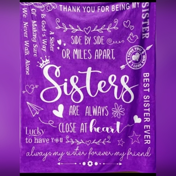 1313- Inspirational Words To My Sister Throw Blanket NWT - Picture 4 of 6